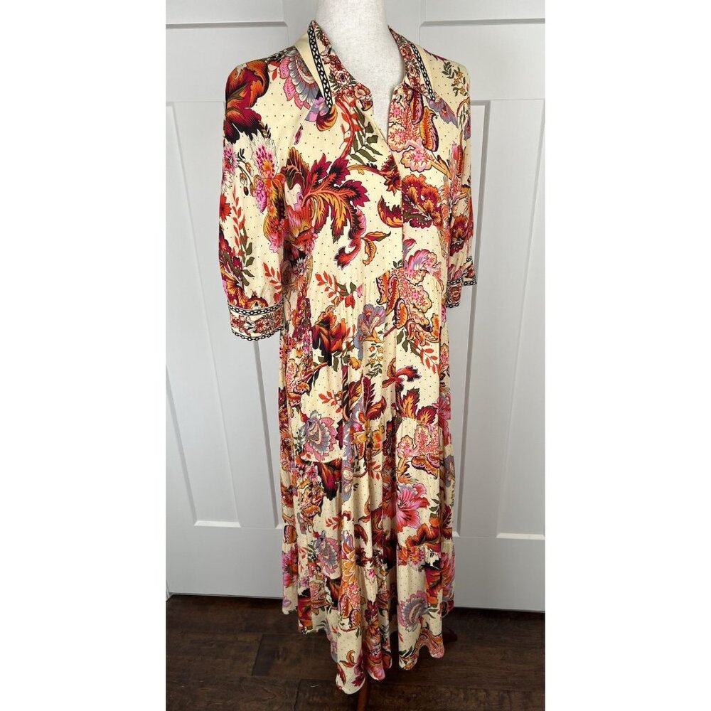 A Loves A Midi Dress M NWT Floral Boho Tiered Oversized Collared Button Front - Picture 11 of 15